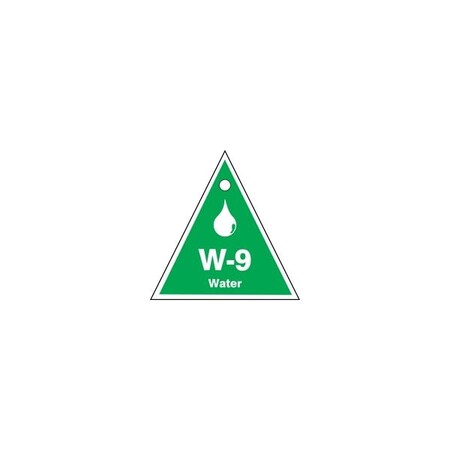 Accuform Energy Source ID Tag, W-9 WATER, 2.5in x 2.5in, Adhesive Dura-Poly, 5PK TDK909XVM